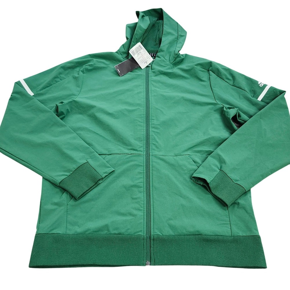 Adidas Squad Woven Full Zip Hoodie Mens Large Green White Jacket CZ0803 NEW